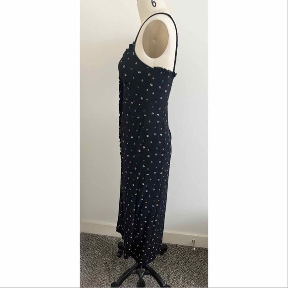 Topshop Black Floral Ruffle Button Down Midi Dress - Picture 4 of 10